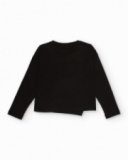 Black long-sleeve t-shirt for girls with pink print