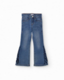 Flared jeans for girls with embroidered detail