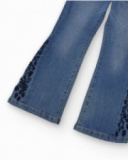Flared jeans for girls with embroidered detail