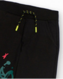 Black jogger pants for boys with graffiti-style print