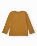 Mustard long-sleeve t-shirt for boys with skate and text print