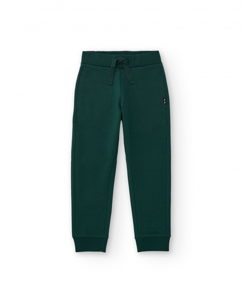 Pantalón jogger para niño color verde oscuro con cordón ajustable