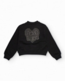 Black fleece jacket for girls with front pockets