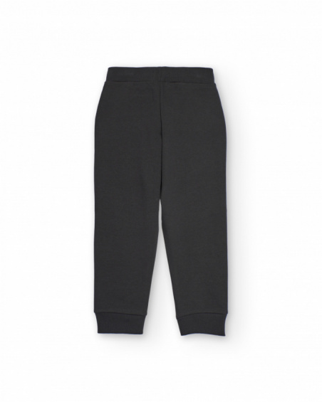 Pantalón jogger gris oscuro para niño con cordón bicolor