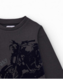 Grey sweatshirt for boys with motorcycle print