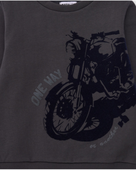 Grey sweatshirt for boys with motorcycle print