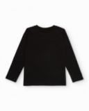 Black long-sleeved T-shirt for boys with motorcycle print