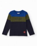 Boys’ long-sleeve striped T-shirt with “Jurassic Town” text