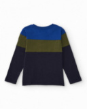 Boys’ long-sleeve striped T-shirt with “Jurassic Town” text