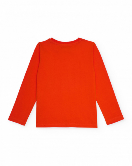 Long sleeve orange t-shirt for boys with robot print