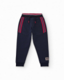 Navy blue fleece pants with side stripes for boys