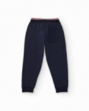 Navy blue fleece pants with side stripes for boys