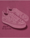 Long-sleeved burgundy T-shirt for girls with sneakers print