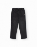 Black cargo pants for boys with elastic waistband
