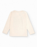 Long-sleeved off-white t-shirt with urban print