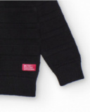 Black sweater for boys with striped texture