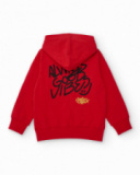 Red hoodie for boys with urban print