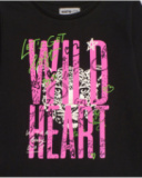 Black long-sleeve t-shirt for girls with “Wild Heart” graphic