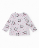 Two-piece set for girl in white and pink with owl print. Two-piece set for girl in white and pink with owl print.