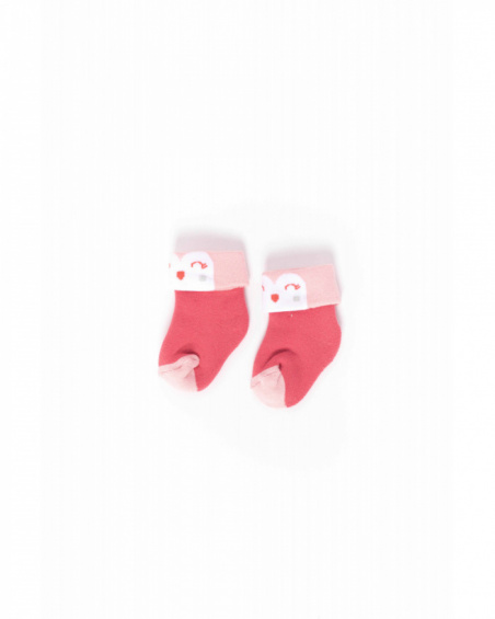 Baby girl socks in pink tones with smiling face design