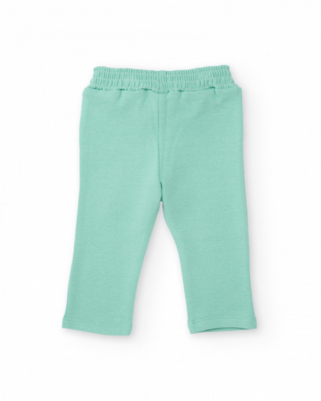 Set for newborn with white sweatshirt and green pants