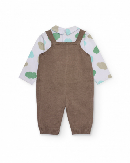 Set for newborn with knit dungarees and printed t-shirt