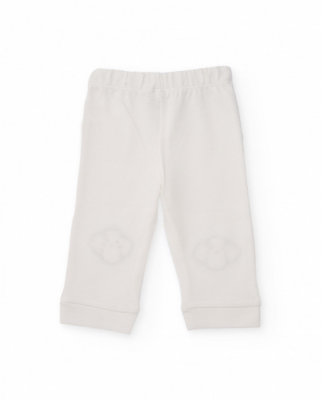Baby boy outfit with white sweatshirt and pants featuring animal faces
