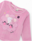 T-shirt and pants set for newborn in pink with leopard print