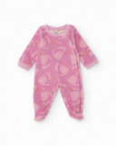 Baby girl romper in pink with kitten print