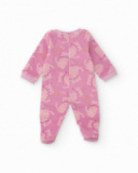 Baby girl romper in pink with kitten print