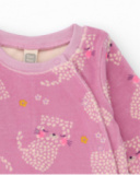 Baby girl romper in pink with kitten print