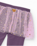 Set of blouse and leggings for girls in pink and purple with ballerina design.