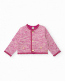 Pink jacket for girls with golden buttons.