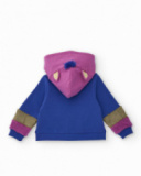 Hoodie for girls in blue with plush details and decorative ears.