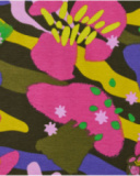 Long-sleeved t-shirt for girls with multicolor floral print and high neck.