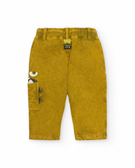 Green jogger pants for boys with fun print on the pocket.