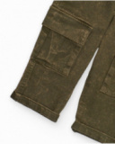 Boys' cargo pants in olive green with a washed effect.