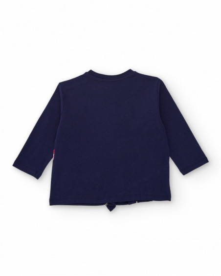 Navy blue t-shirt for girl with cupcake purse design and sequin details.