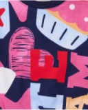 Multicolored sweatshirt for girl with letter and cupcake print.