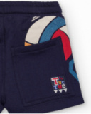 Navy blue shorts for boy with sports print and adjustable waistband.