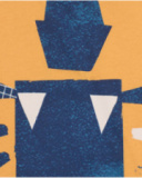 Yellow t-shirt for boy with fun graphic print in shades of blue.