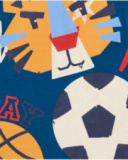 Blue long-sleeve t-shirt for boy with tiger and ball print.