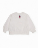 Girls' white fleece sweatshirt with planet sequins.
