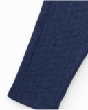Boys' navy blue knit pants with pine tree embroidery.