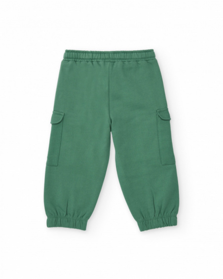 Boys' green jogger pants with cargo pockets.