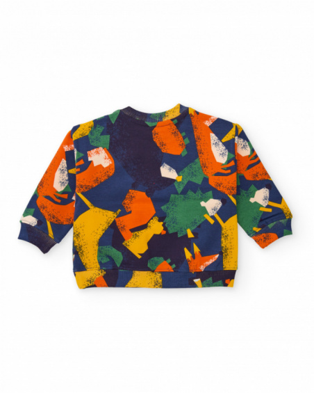 Boys' sweatshirt with colorful geometric animal print.
