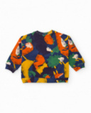 Boys' sweatshirt with colorful geometric animal print.