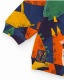 Boys' sweatshirt with colorful geometric animal print.