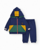 Boys' navy blue sports set with green and yellow details.