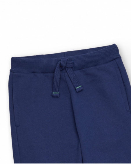 Boys' navy blue jogger pants with adjustable waistband.